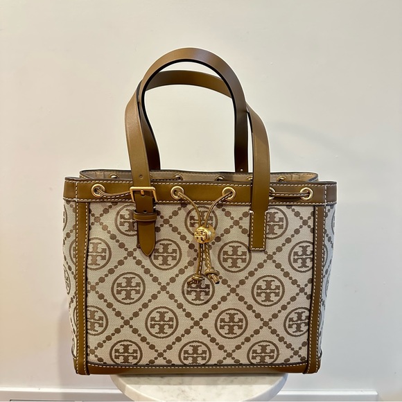 Tory Burch T Monogram Jacquard Small Tote - Hazelnut - Picture 2 of 13